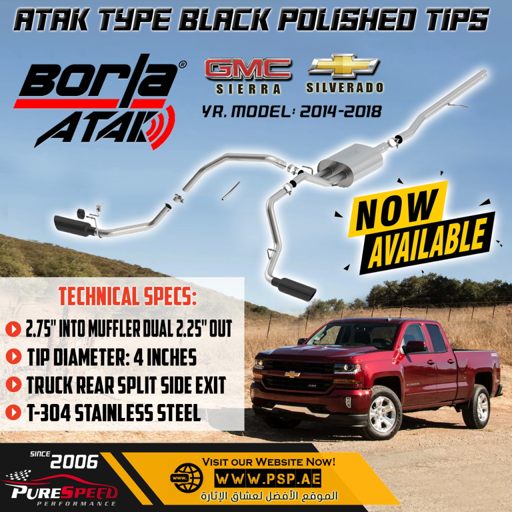 Borla Atak CatBack w/ Black Tip for GM Trucks 5.3L 20142018 Pure
