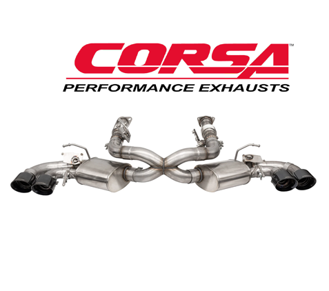 Corsa Variable Sound AFM Cat-Back Quad Tip Black for Corvette C8 2020-Up