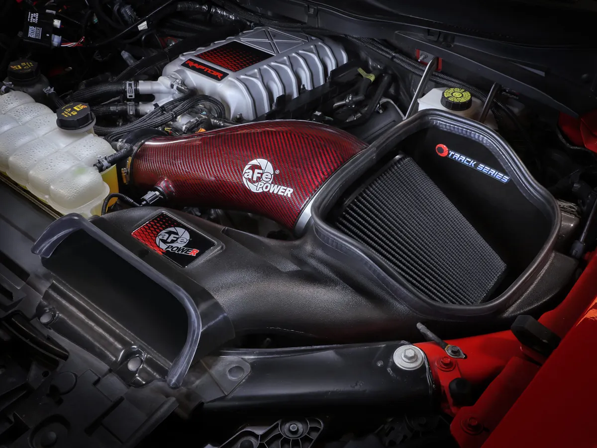 AFE Track Series Red Kevlar Carbon Fiber Cold Air Intake System Ford F150 Raptor “R” 2023-Up - Image 2