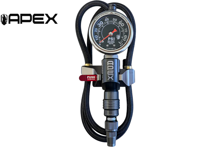 APEX Performance Precision Tire Inflator with 90 PSI Gauge and Snap Mount