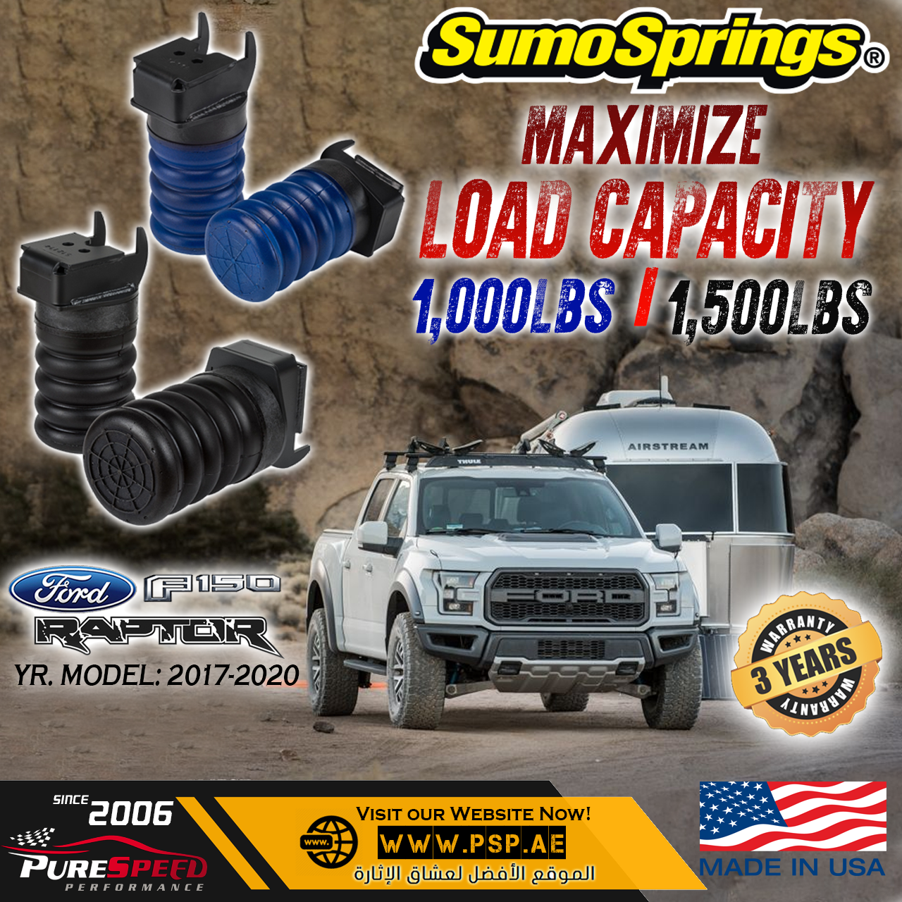 Sumo Rear Helper Springs 1,000lbs for Ford F-150 Raptor 2010-Up - Image 2