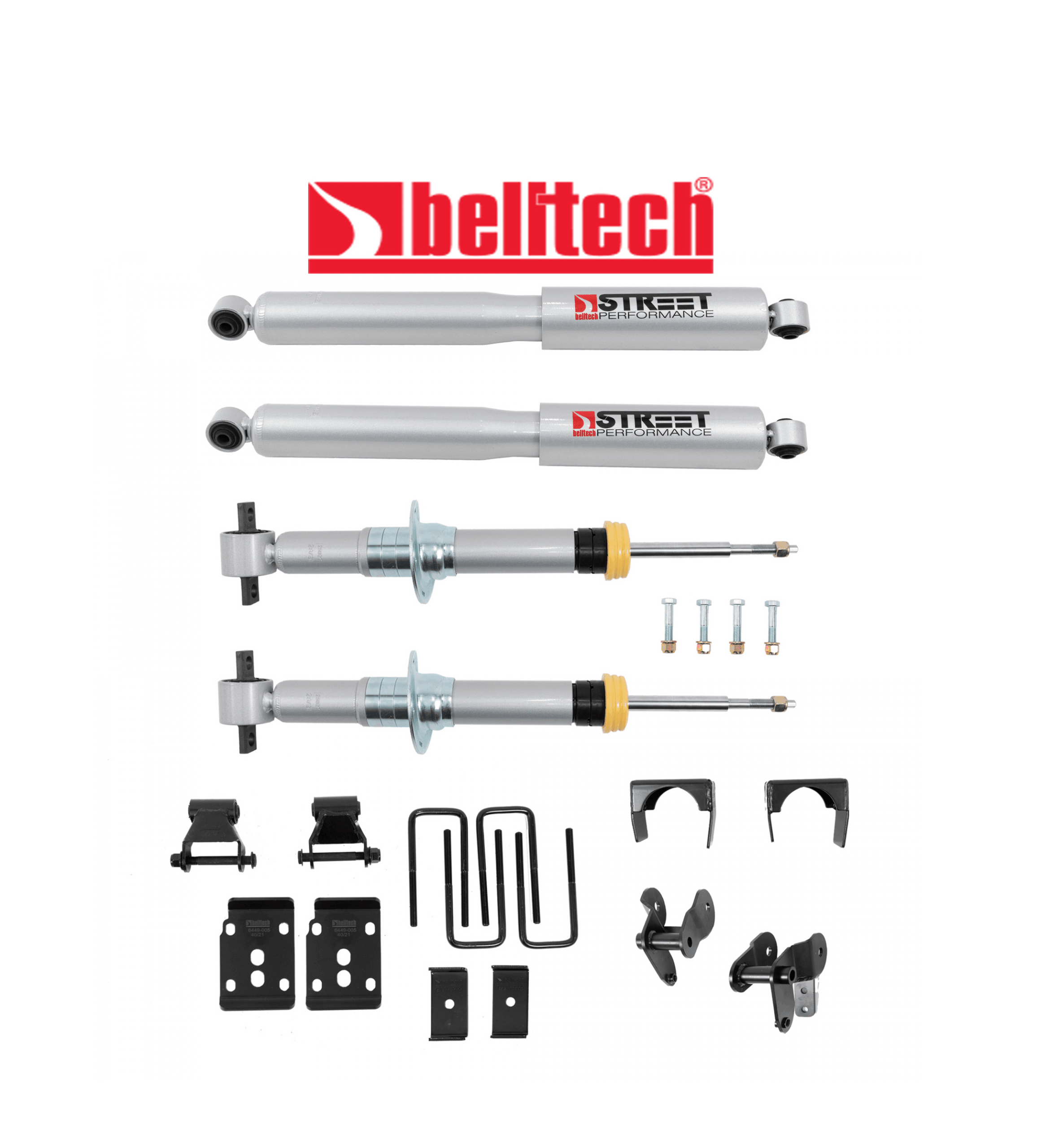 BELLTECH Lowering FR & RR Complete Kit w/ Street Performance Struts/Shocks FORD Trucks 2021+