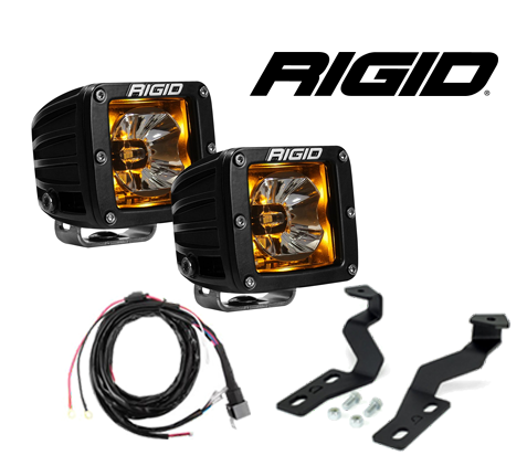 RIGID Radiance Pod Amber LED Lights w/ Hood Bracket for Toyota Tundra